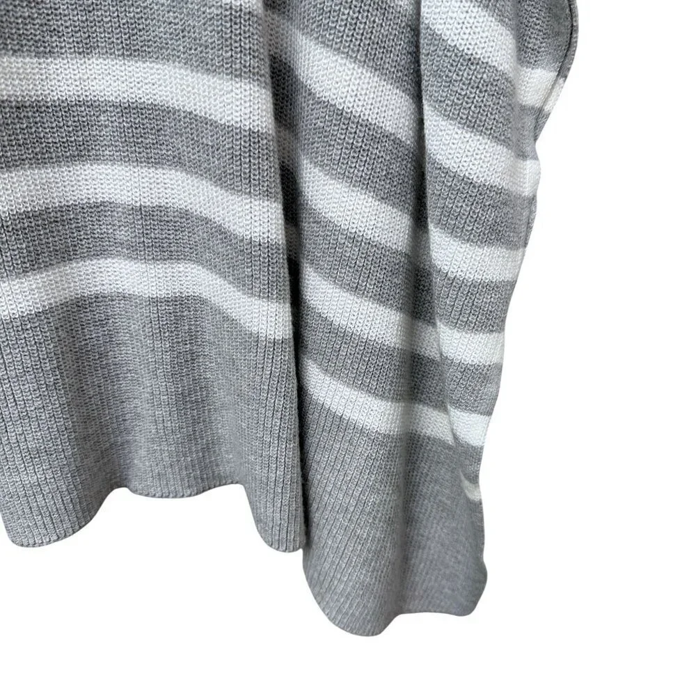 NEW J.Crew  Poncho Sweater Gray Stripe One Size Cotton Blend Womens Top NWT